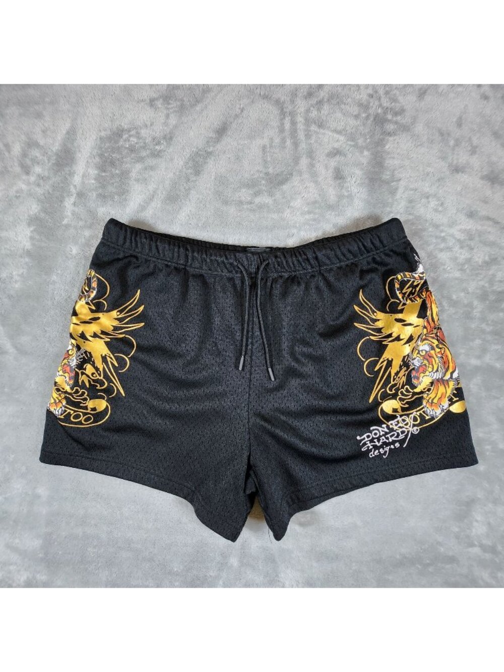 Ed Hardy Crawling Tigers Shorts XL Mesh Basketball Streetwear Y2K Athletic Rock